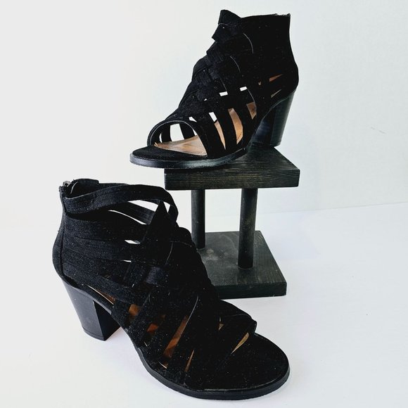 L47 Shoes - L47 Women's Black Strappy Sandals-Booties Open Toe Heels Size 6.5